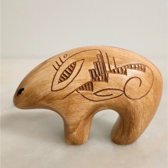 Navajo Native American Hand Sand Painted Pottery Bear Story Teller - Picture 2 of 8